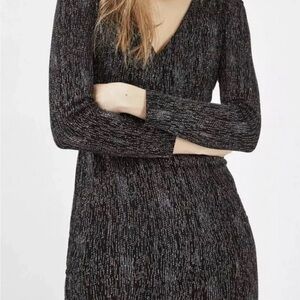 Topshop Black Sparkle Mini Dress lace up back women 6 party night out new year